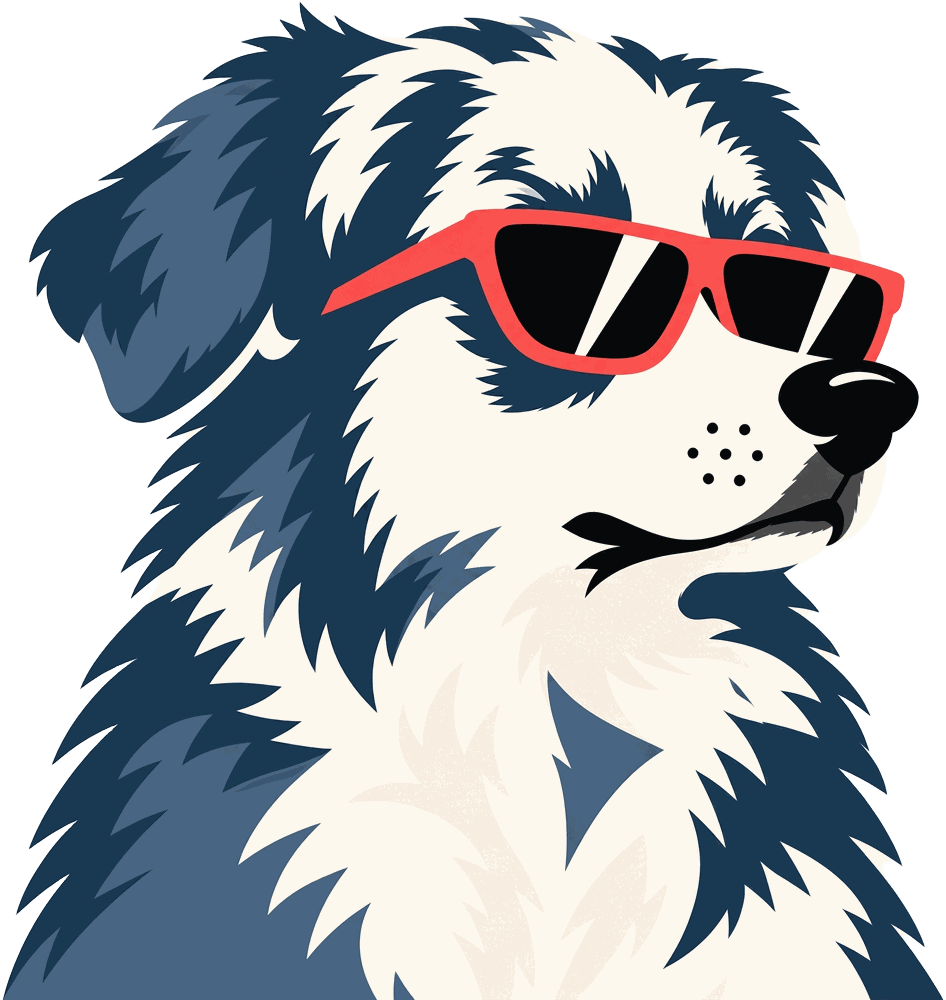 Rodney, le chien des Cabots à lunettes corail